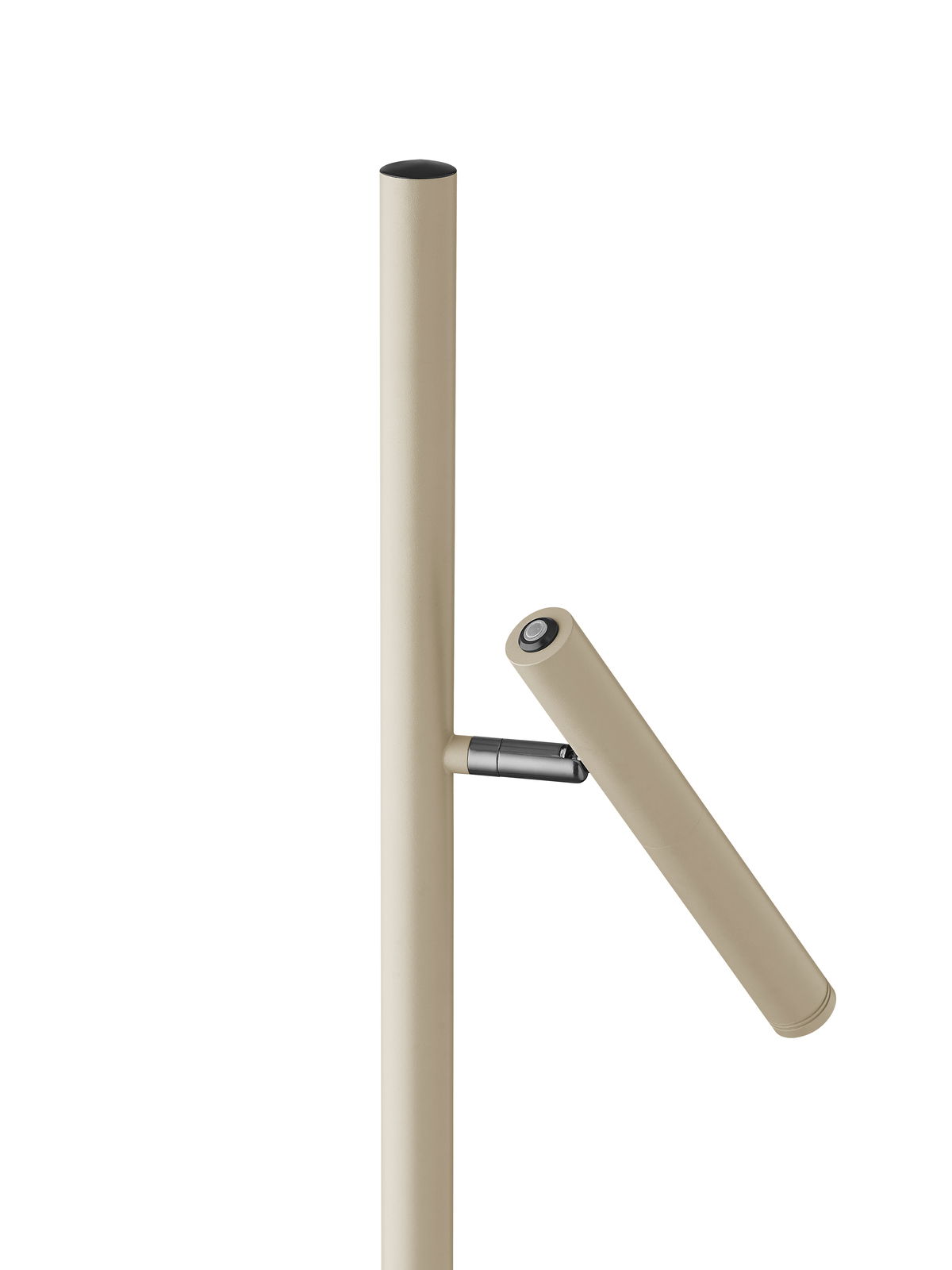 Nahaufnahme einer Akku-Standleuchte STREAK in beige, seitliche Perspektive