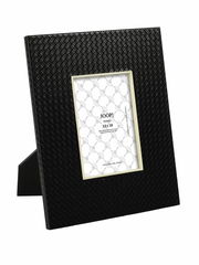 Schwarzer Bilderrahmen 13x18 cm mit gewebter Textur, seitliche Perspektive