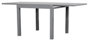 Moderne grijze tuintafel van metaal, zijaanzicht