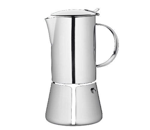 Cilio Espressokocher 6 Tassen AIDA Silberner Espressokocher AIDA für 6 Tassen, seitliche Ansicht
