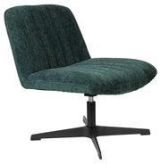 Grüner Sessel BELMONDO mit schwarzem Drehfuß, seitliche Perspektive