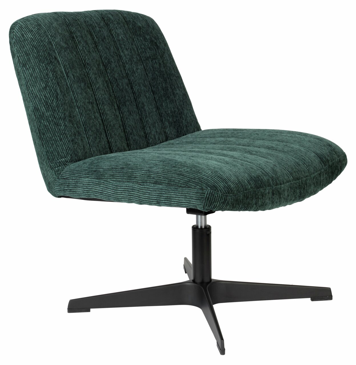 Z2 Sessel BELMONDO Grüner Sessel BELMONDO mit schwarzem Drehfuß, seitliche Perspektive