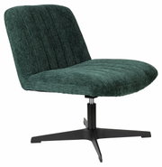 Groene fauteuil BELMONDO met zwarte draaivoet, zijaanzicht