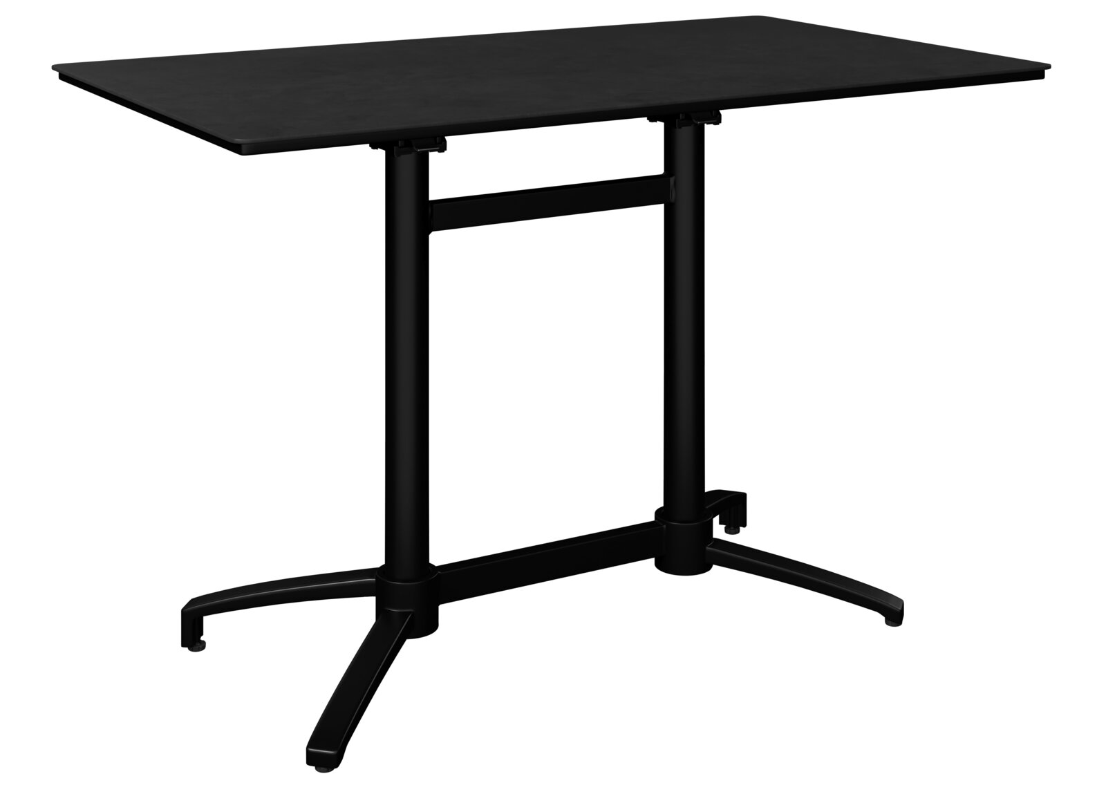 Ambia Garden Bistrotisch FLIP Schwarzer Bistrotisch mit rechteckiger Tischplatte und stabilen Metallbeinen, seitliche Perspektive