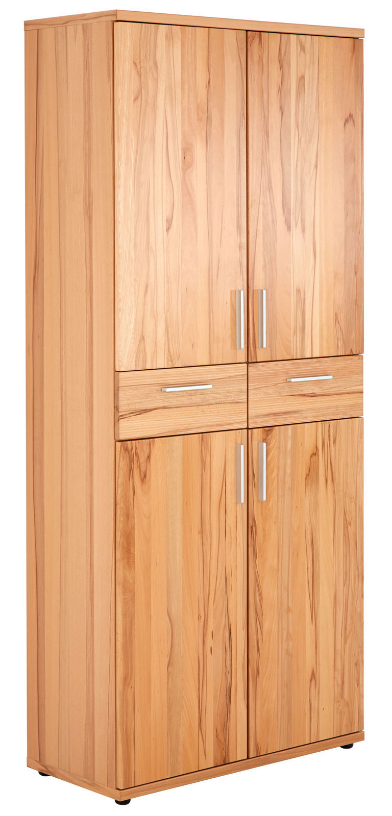 VOSS Schuhschrank ATLANTA Schuhschrank aus Holz mit vier Türen und silbernen Griffen, seitliche Perspektive