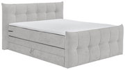 Boxspringbett mit gepolstertem Kopf- und Fußteil in seitlicher Perspektive