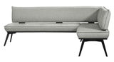 Graue Eckbank VOLOS mit schwarzem Gestell, seitliche Perspektive