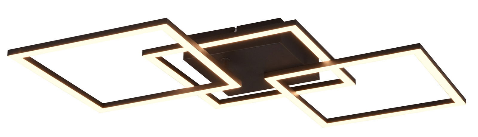 Moderne Deckenleuchte Trail mit drei leuchtenden quadratischen Rahmen, seitliche Perspektive