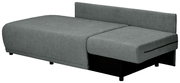 Graue Recamiere in seitlicher Perspektive mit schlichtem Design und geraden Linien.