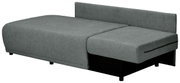 Graue Recamiere in seitlicher Perspektive mit schlichtem Design und geraden Linien.