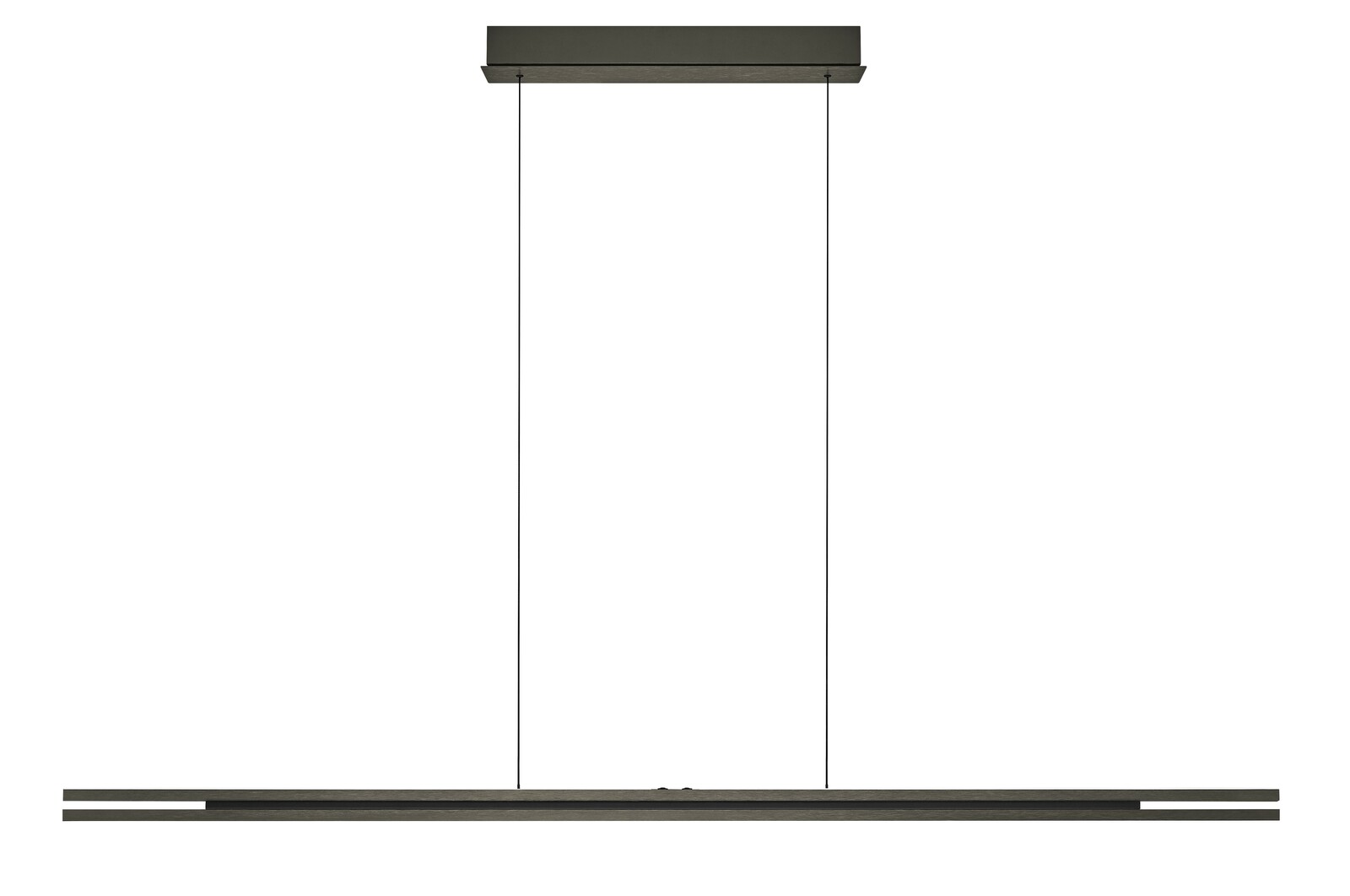 Moderne LED-Pendelleuchte BEN in minimalistischer, rechteckiger Form, von vorne betrachtet.