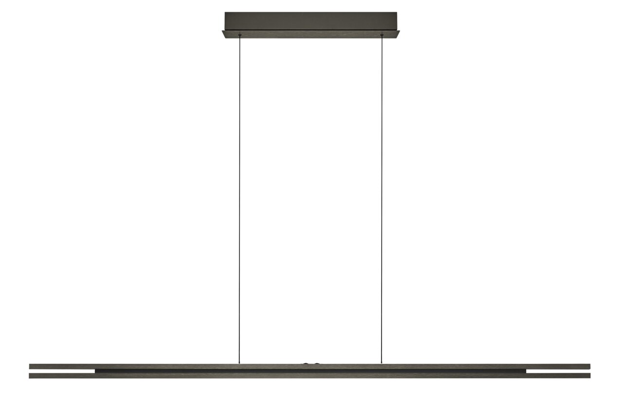 Moderne LED-hanglamp BEN in minimalistische, rechthoekige vorm, gezien vanaf de voorkant.