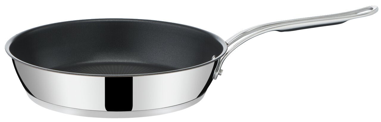 Tefal Bratpfanne Jamie Oliver Cook Silberne Bratpfanne mit Antihaftbeschichtung, seitliche Perspektive