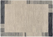 Frisé-Teppich in quadratischer Form mit grauem Randmuster, Draufsicht