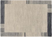 Frisé-Teppich in quadratischer Form mit grauem Randmuster, Draufsicht