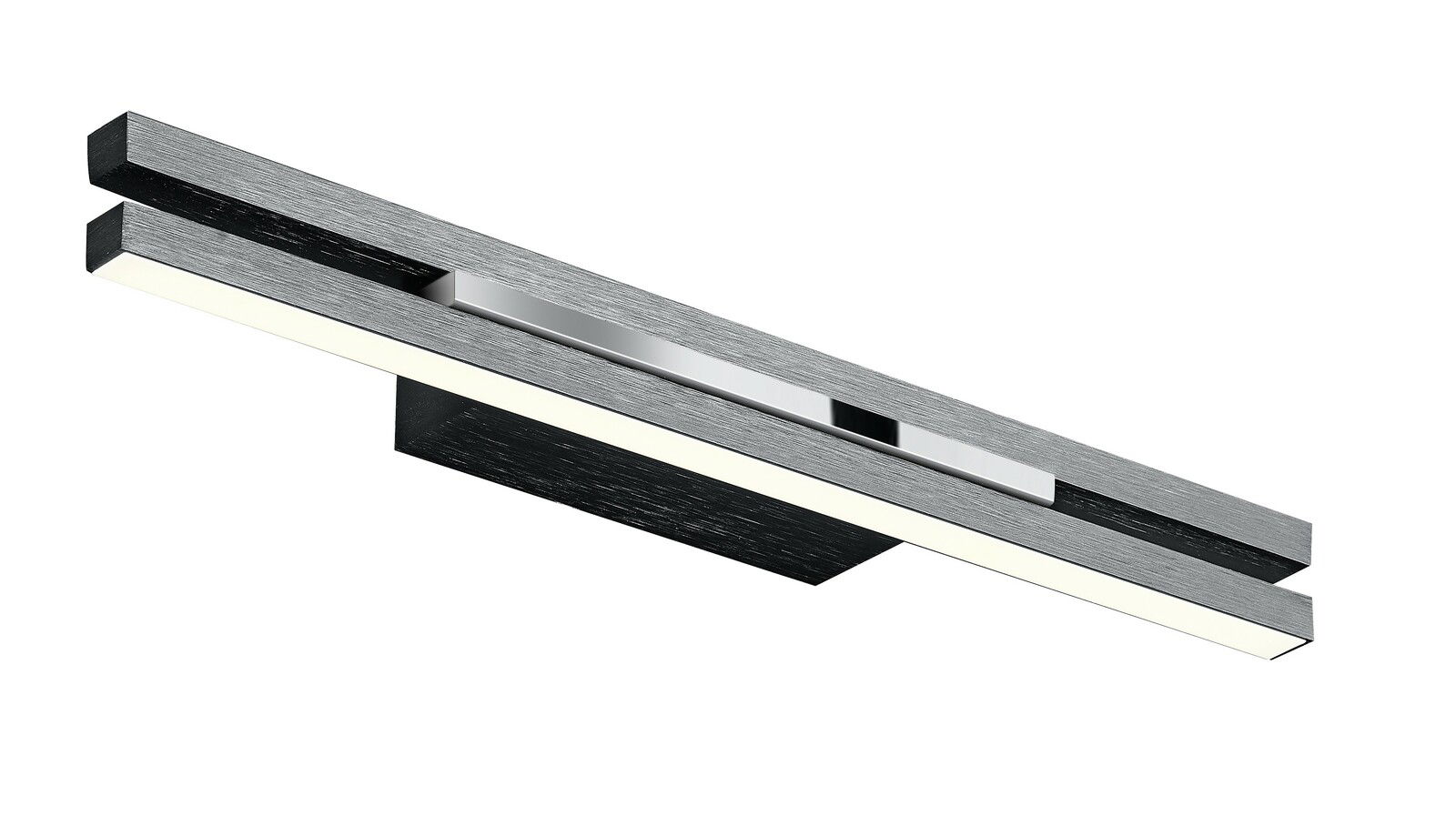 Moderne LED-Wandleuchte BEN in seitlicher Perspektive mit schlankem, rechteckigem Design und silberner Oberfläche.