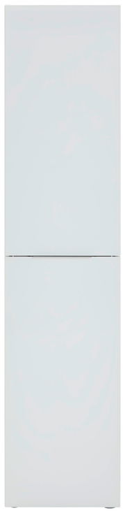 Frontansicht eines schmalen, weißen Mehrzweckschranks mit zwei Türen.