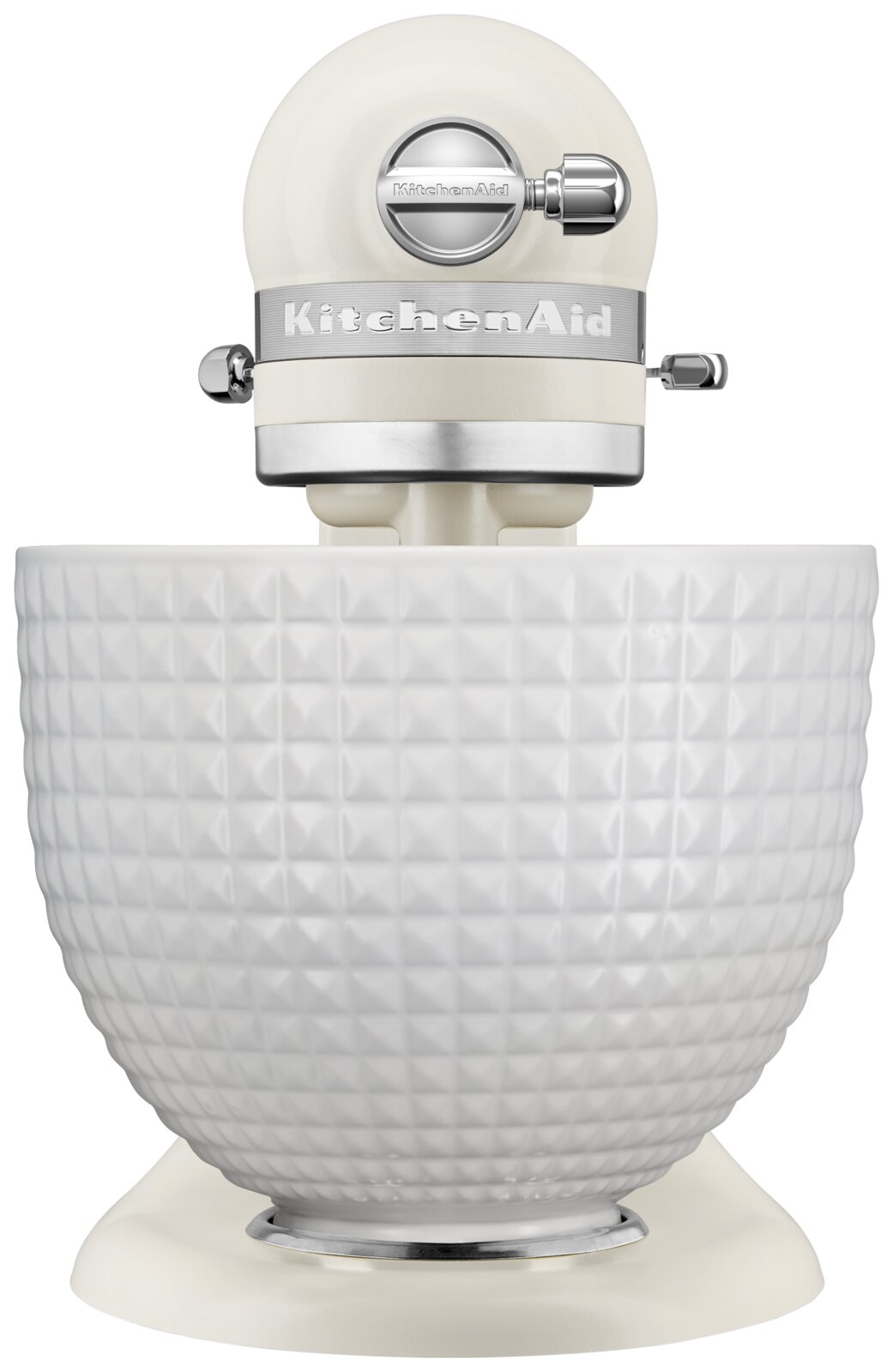 Keukenmachine 4,7 l ARTISAN in crèmekleur, vooraanzicht met gestructureerde mengkom.