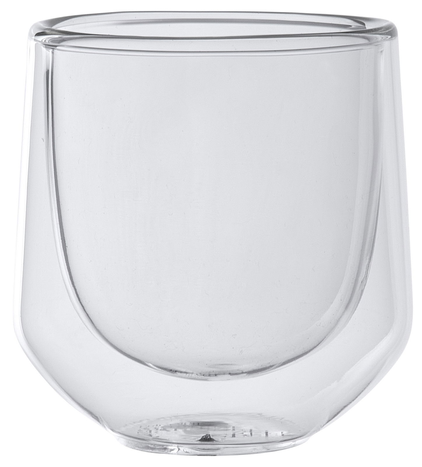 Doppelwandiges, transparentes Glas für Espresso, seitliche Perspektive