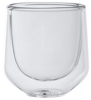 Doppelwandiges, transparentes Glas für Espresso, seitliche Perspektive