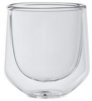 Doppelwandiges, transparentes Glas für Espresso, seitliche Perspektive