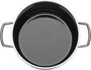 Top-Ansicht eines schwarzen Kochtopfs mit zwei Griffen, Teil des Topfsets Fusiontec Black 4-tlg.