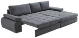 Graues Ecksofa INFERNO in Liegeposition, seitliche Perspektive
