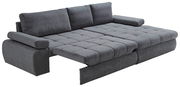 Graues Ecksofa INFERNO in Liegeposition, seitliche Perspektive