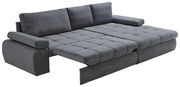 Graues Ecksofa INFERNO in Liegeposition, seitliche Perspektive