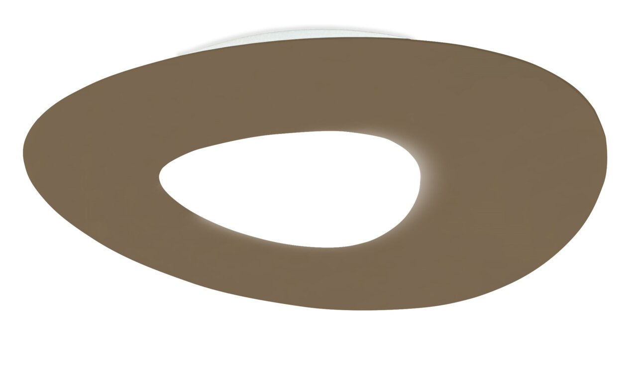 Moderne led-plafondlamp met organische vorm, gezien van onderaf