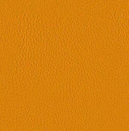 Nahaufnahme einer orangefarbenen Lederstruktur, verwendet für einen Drehsessel.