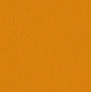 Close-up van een oranje lederstructuur, gebruikt voor een draaistoel.