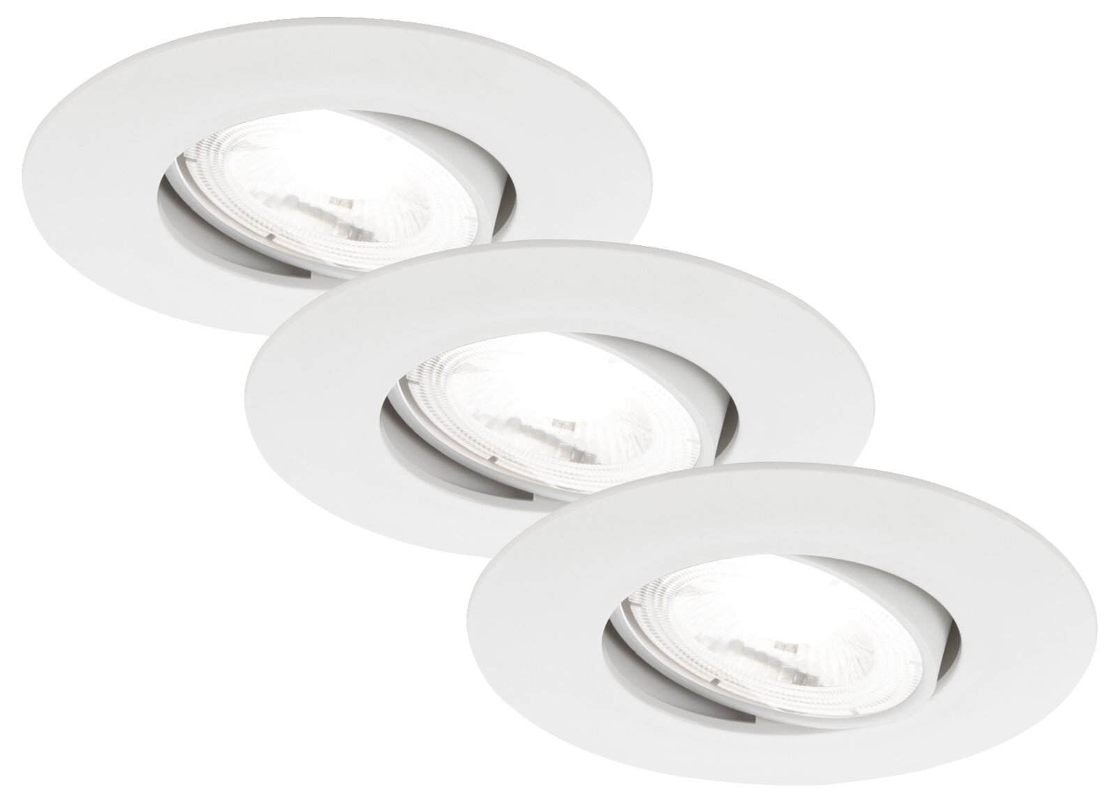 Briloner Set van 3 LED-inbouwspots KULANA A Dreier-Set von LED-Einbauleuchten in schräger Perspektive