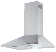 Moderne Edelstahl-Dunstabzugshaube, frontale Perspektive