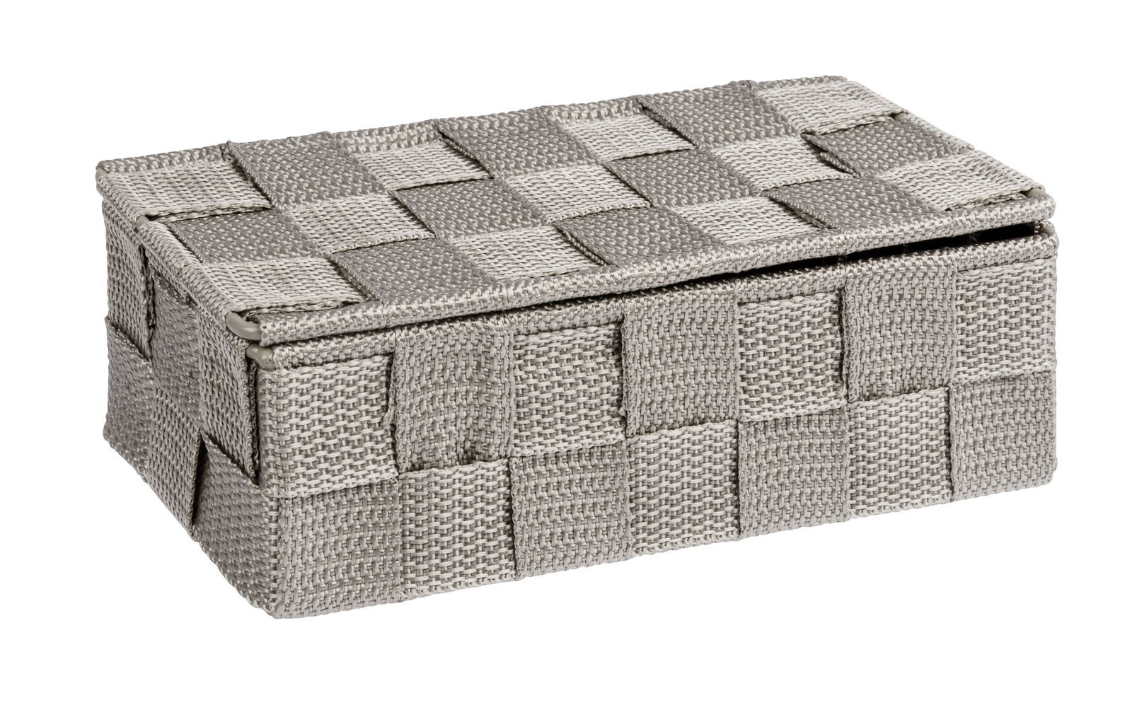 Rechteckiger Badorganizer in geflochtener Optik, seitliche Perspektive