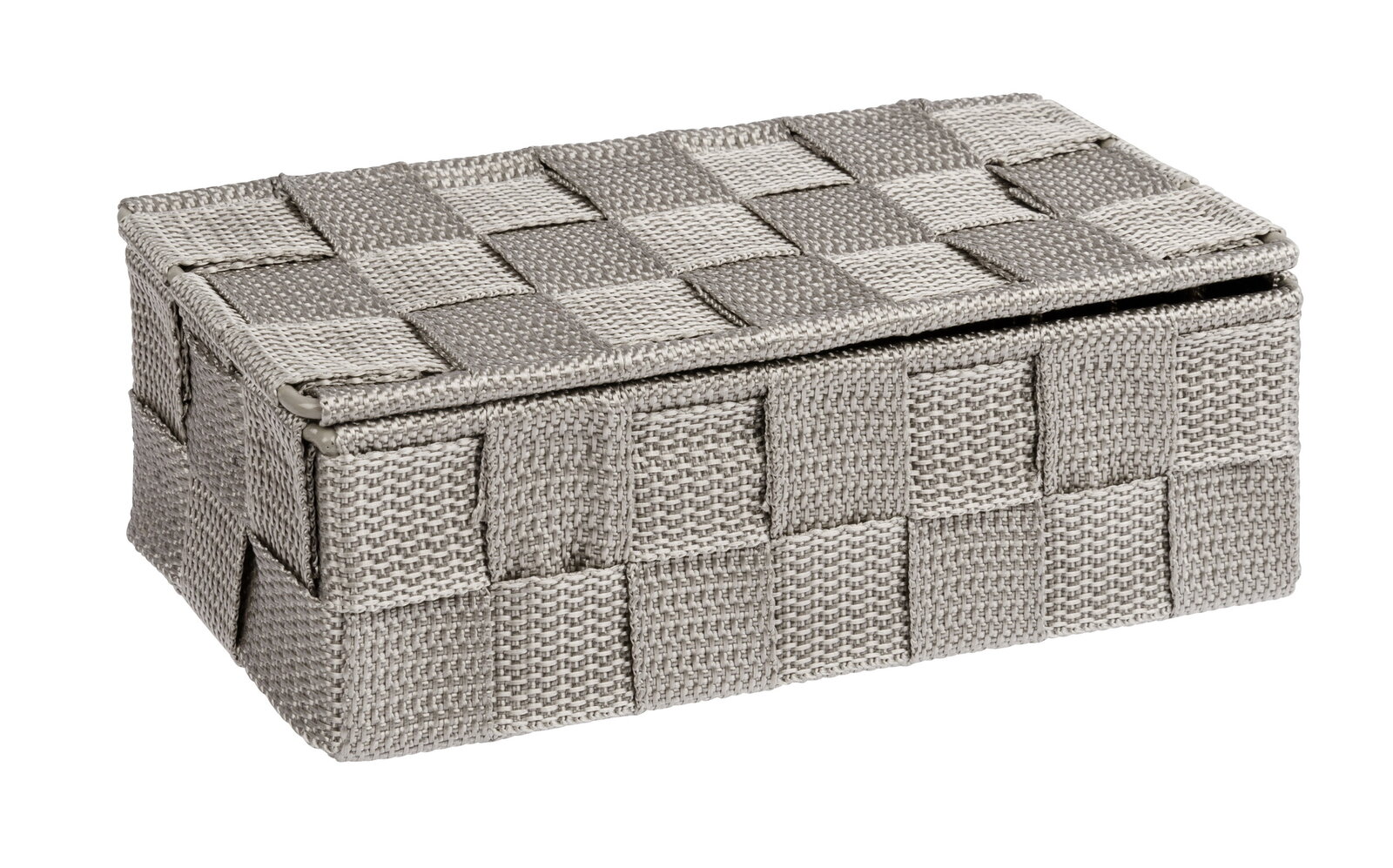 Rechteckiger Badorganizer in geflochtener Optik, seitliche Perspektive