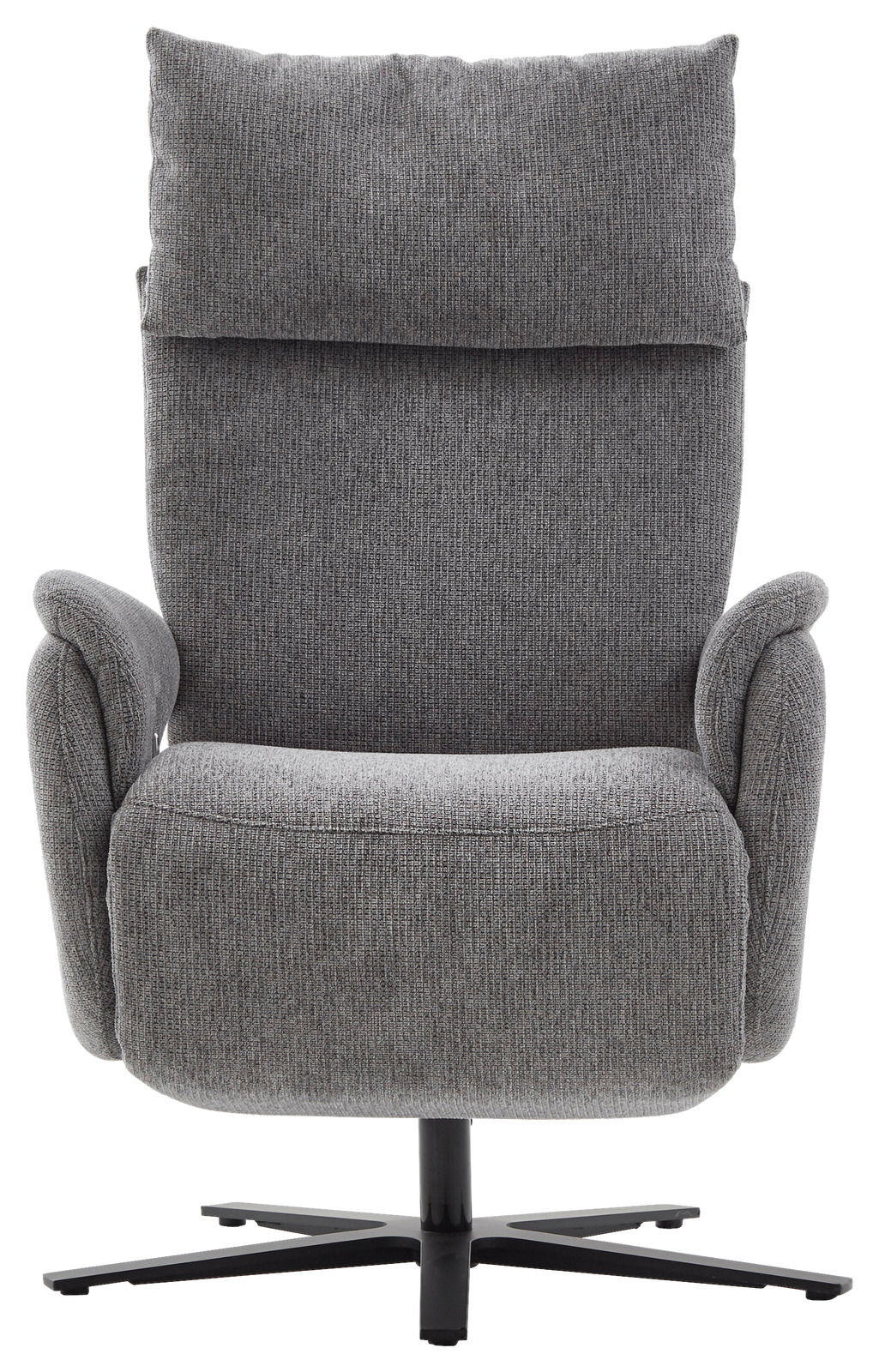 Grauer Fernsehsessel mit Stoffbezug, Frontalansicht