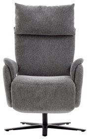 Grijze tv-fauteuil met stoffen bekleding, vooraanzicht
