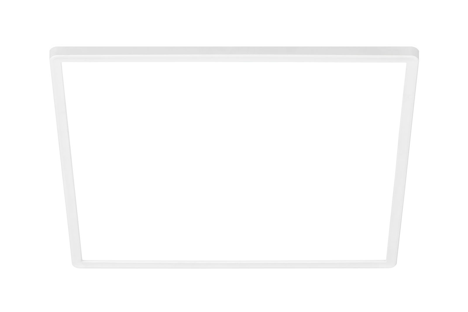 Quadratische LED-Deckenleuchte in Weiß, Ansicht von unten