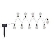 Solarbetriebene Lichterkette mit Glühbirnen, seitliche Ansicht