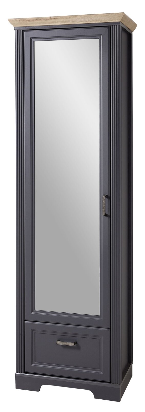 Landscape Garderobenschrank schmal JUDITH Schmaler Garderobenschrank JUDITH mit Spiegel, dunkles Holz, Frontalansicht