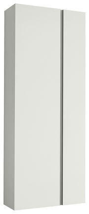 Weißer, moderner Schrank mit zwei Türen, seitliche Perspektive
