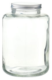 Vorratsglas mit Metalldeckel, frontal fotografiert