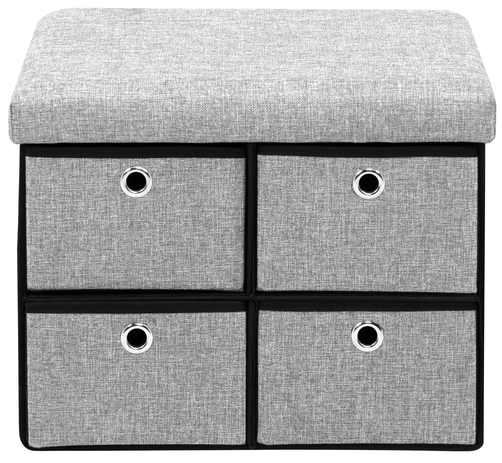 Z2 Bank mit Stauraum HALMSTADT Graue Bank mit Stauraum, vier Schubladen, Vorderansicht