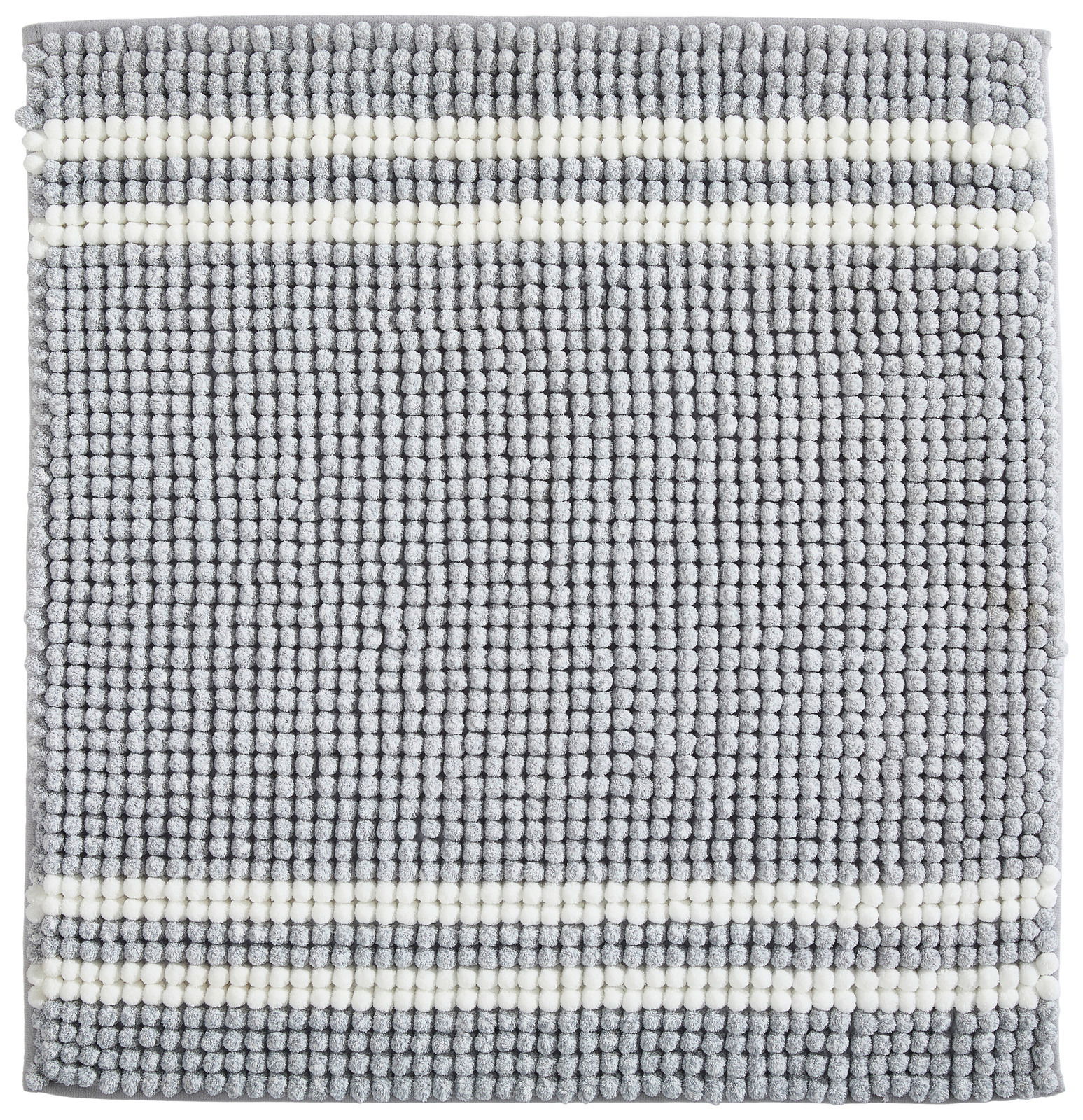 Graue Badematte mit weißen Streifen, Draufsicht