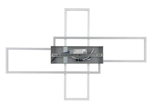 Moderne LED-Deckenleuchte mit rechteckigem, geometrischem Design, von oben betrachtet.