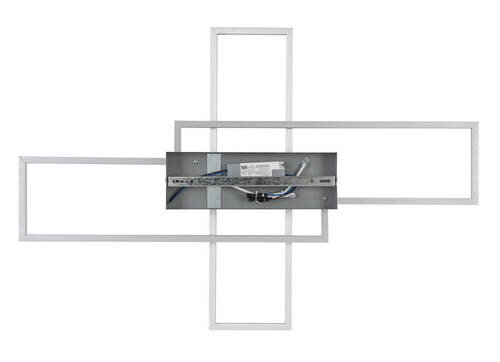 Moderne LED-Deckenleuchte mit rechteckigem, geometrischem Design, von oben betrachtet.