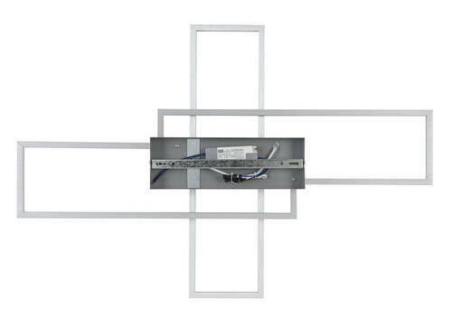 Moderne LED-Deckenleuchte mit rechteckigem, geometrischem Design, von oben betrachtet.