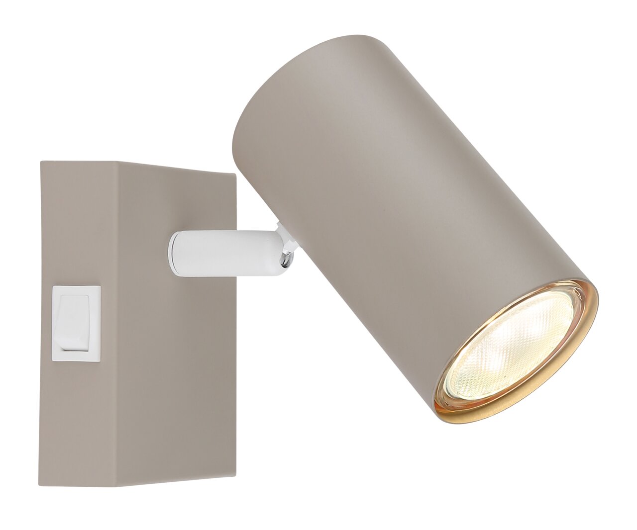 Globo Lighting Strahler ROBBY Moderner Strahler in seitlicher Perspektive mit rechteckiger Wandhalterung und zylindrischem Lampenschirm.