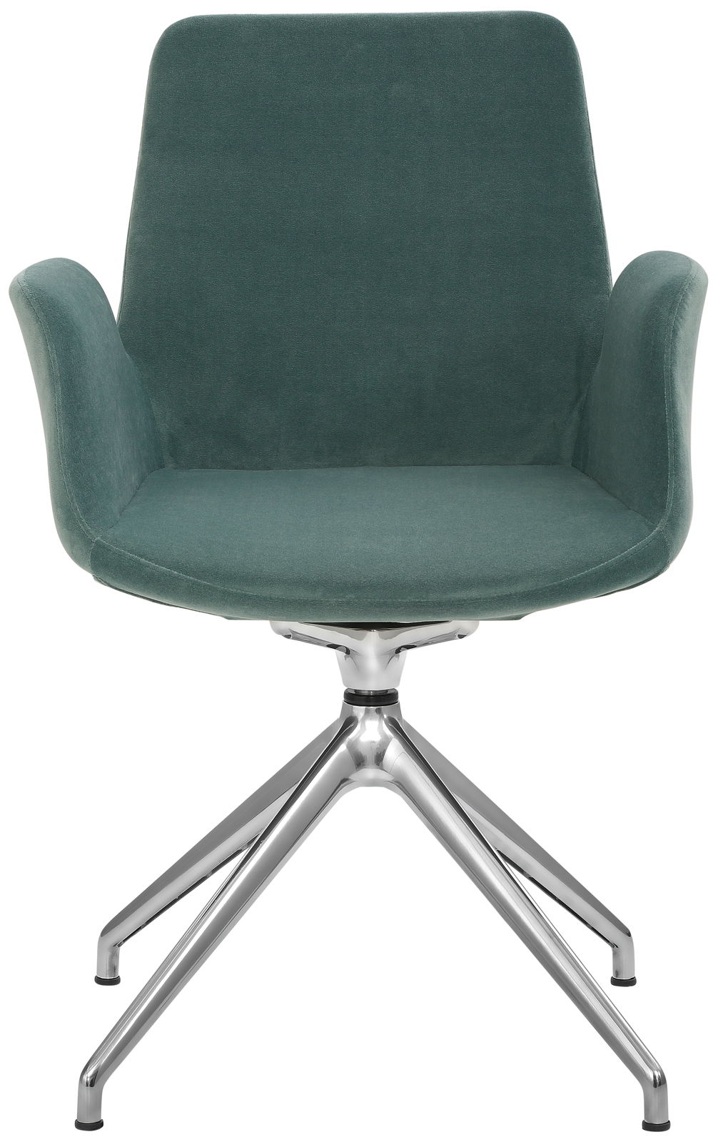 Grüner Besucher-Drehsessel mit Metallfuß, Frontalansicht